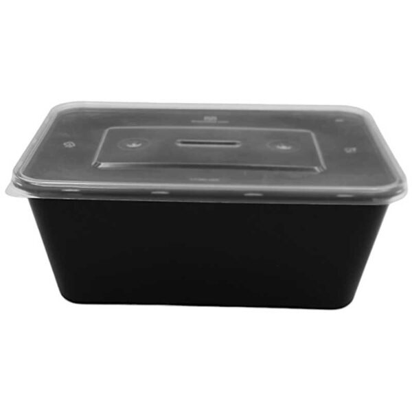 Σκεύος Microwave Μαύρο 1000ml Με Καπάκι (100τμχ)