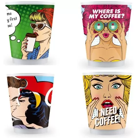 Ποτήρι Χάρτινο διπλού τοιχώματος "Pin up" 12oz (355ml) -20τμχ